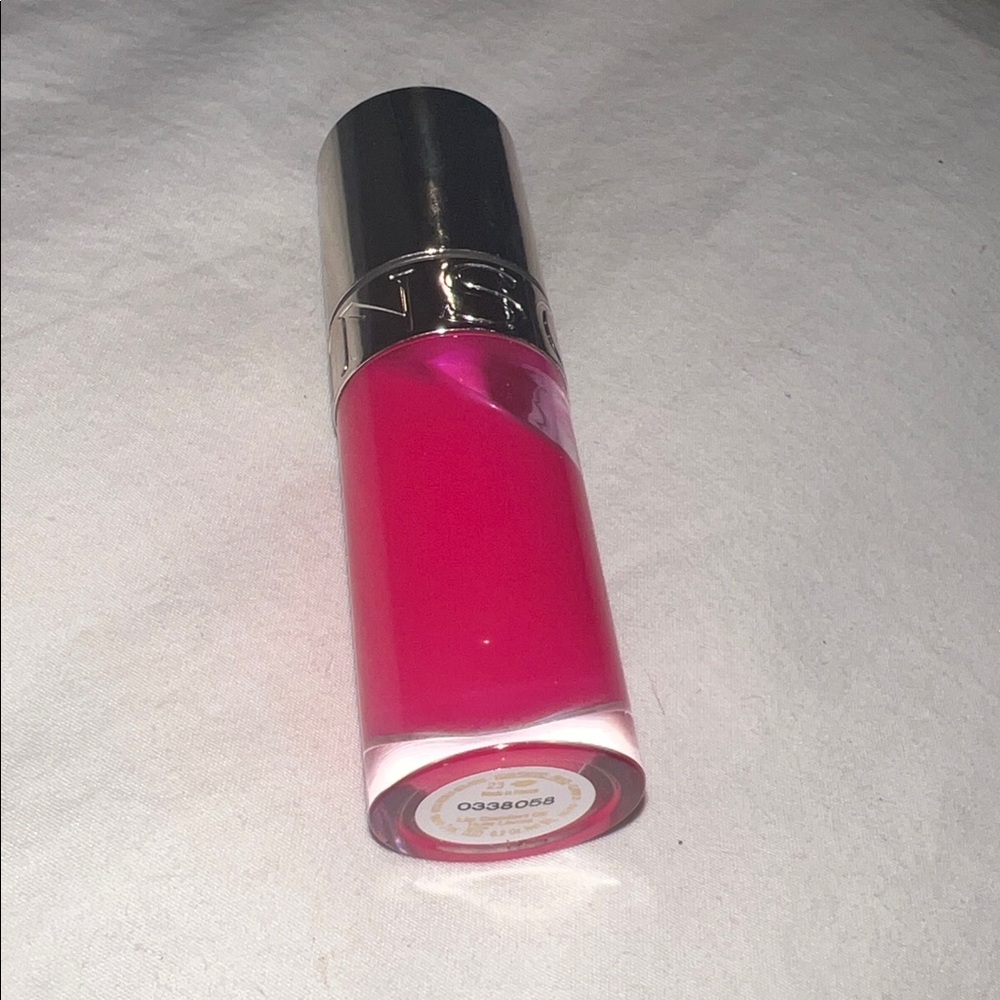 Clarins Hot Pink Lip Oil with Silver Cap